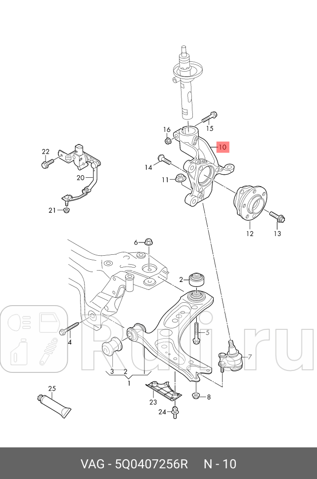 Поворотный кулак org VAG 5Q0407256R 0₽