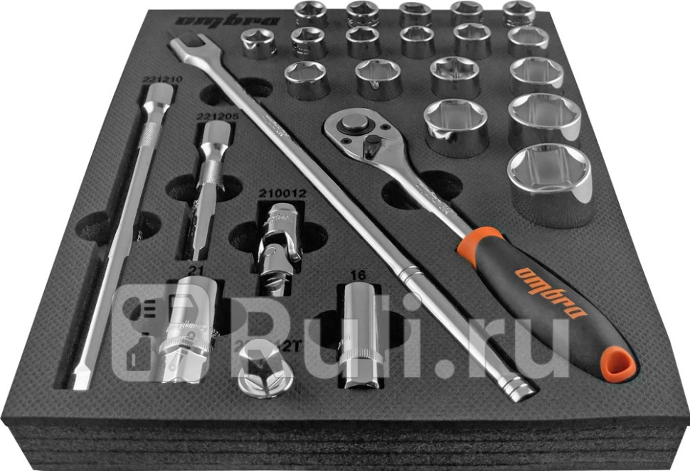 Набор головок 12 26 пр 6 гр 8-32 мм с аксессуарами EVA ложемент 280 х 375 мм Ombra OMBRA OMT26STE 12590₽