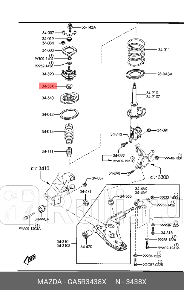 Подшипник опорный MAZDA GA5R3438X 1510₽