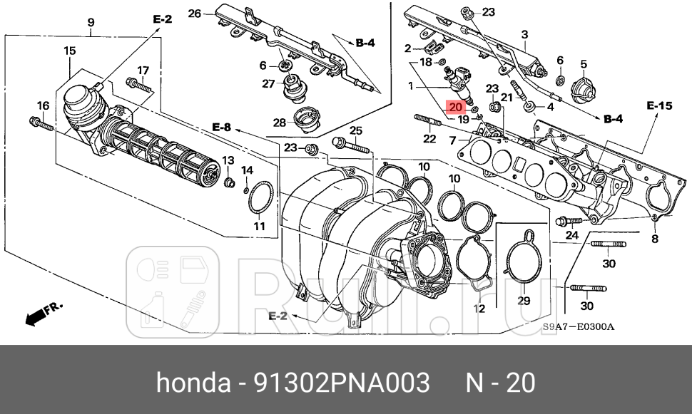 Прокладка под форсунку HONDA 91302-PNA-003 230₽