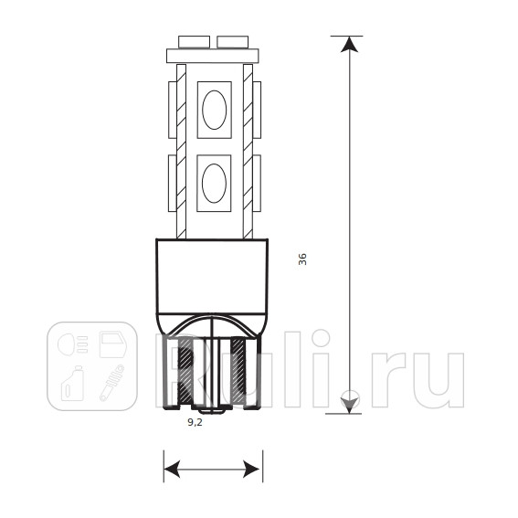 Светодиод 12 В 5 Вт без цоколя белый 10 SMD габариты повтповоротника 2 шт Маяк МАЯК 12T10-W10SMD56302BL 400₽
