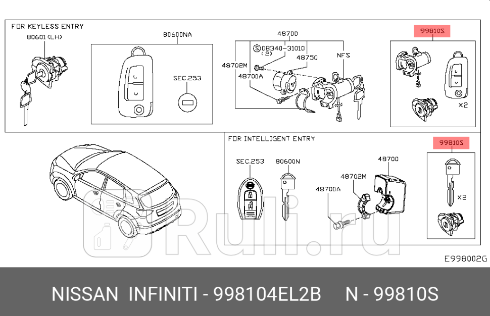 ЗАМОК ЗАЖИГАНИЯ C КЛЮЧОМ NISSAN QASHQAI J11 NISSAN-INFINITI 998104EL2B 1330₽