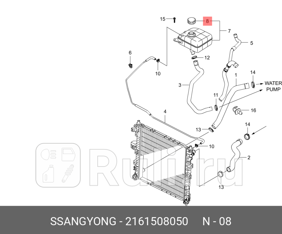 Крышка бачка системы охлаждения SSANG YONG 2161508050 4830₽