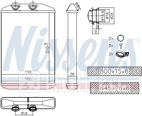 Радиатор отопителя RENAULT KANGOO II 08- OPEL MOVANO B 10- MERCEDES CITAN W415 12- NISSENS 73344 0₽