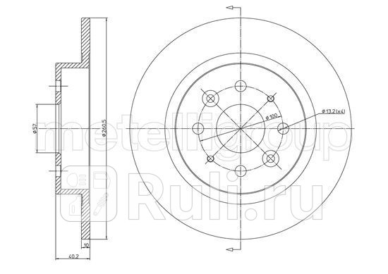 диск тормозной задний Kia Shuma 1516 01-04 Metelli 23-1119C 0₽