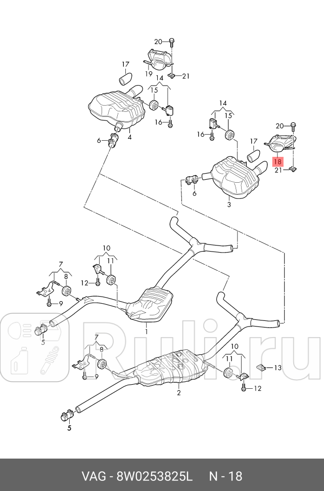 Насадка глушителя 8w0253825l VAG 8W0253825L 0₽