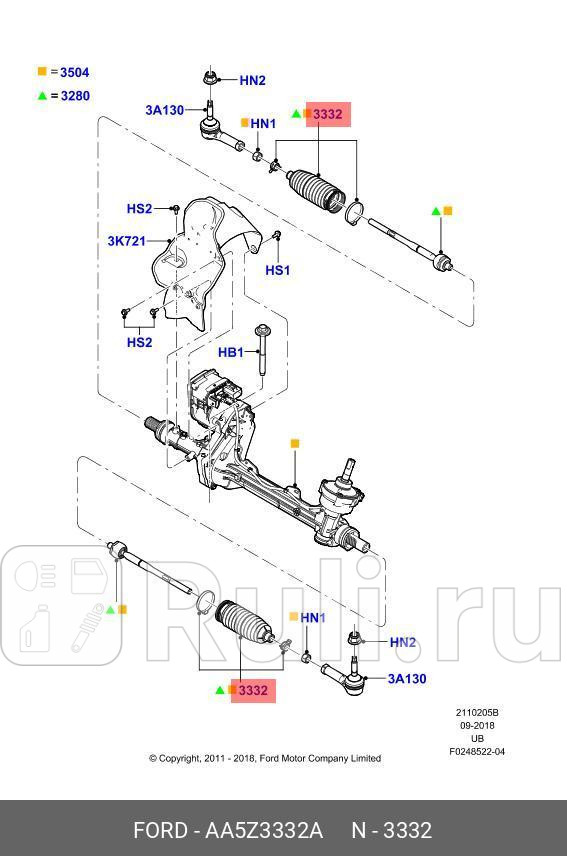 пыльник рулевой тяги Ford Explorer 11 FORD AA5Z-3332-A 2030₽
