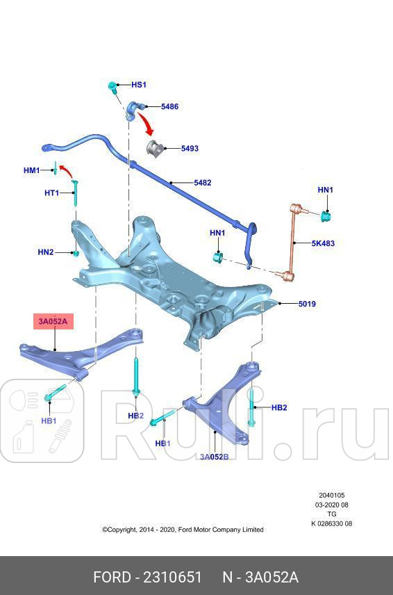 РЫЧАГ ПЕРЕДНЕЙ ПОДВЕСКИ ПРАВЫЙ ДЛЯ АМ С УВЕЛИЧЕННОЙ ГП ПЕРЕДНЕГО МОСТА FORD 2310651 0₽