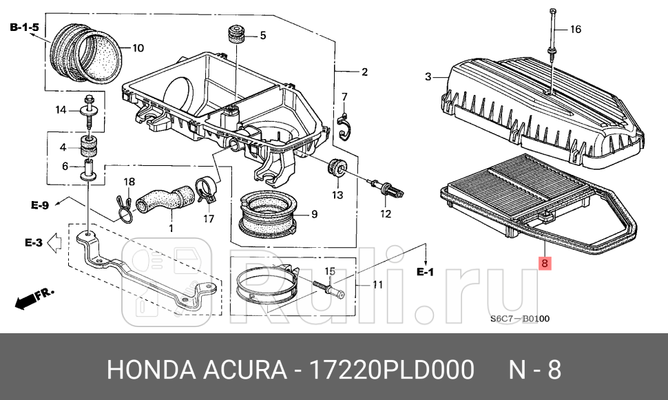 Фильтр воздушный 17220pld HONDA 17220PLD000 0₽