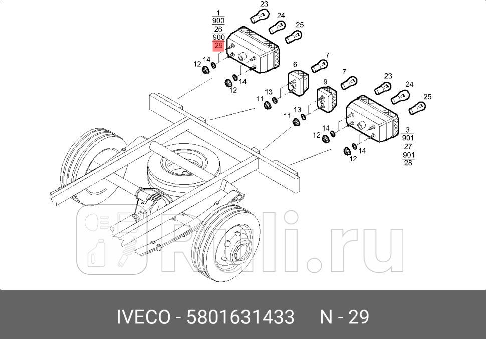 фонарь задний правый IVECO IVECO 5801631433 6230₽