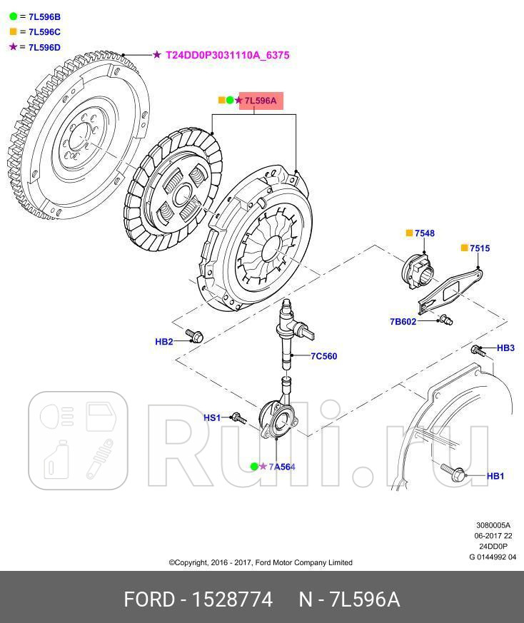 Комплект сцепления FORD 1528774 0₽