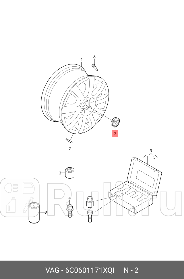 Колпачок ступицы VW POLO SED RUS 2011 VAG 6C0601171XQI 2710₽