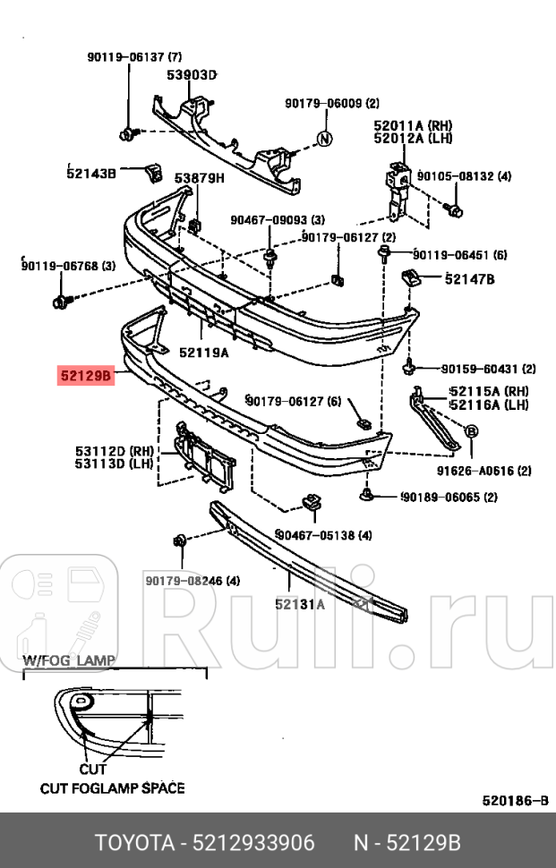 заглушка переднего бампера нижняя Toyota Camry TOYOTA-LEXUS 5212933906 740₽