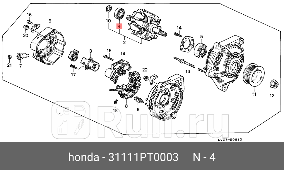Подшипник генератора HONDA 31111PT0003 1870₽