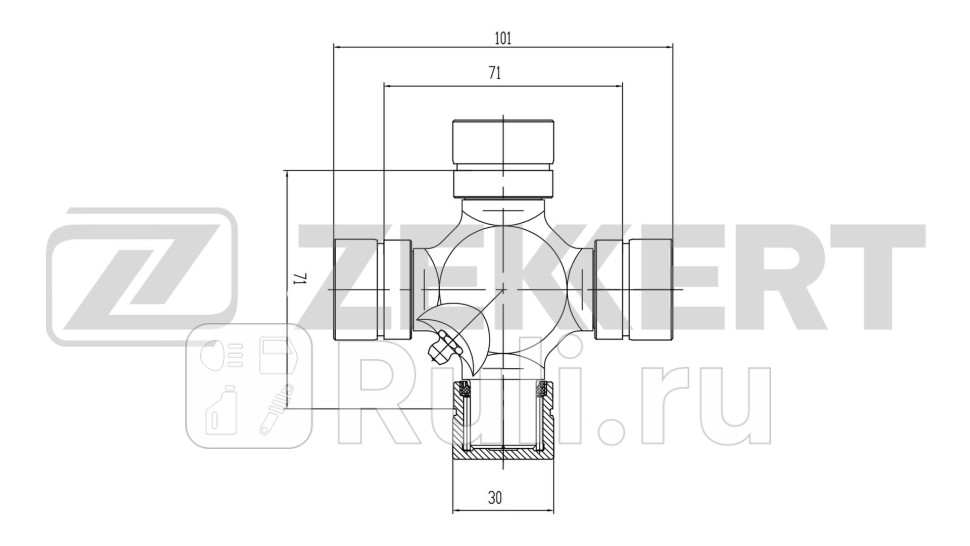 Крестовина карданного вала 30x71x101 Mitsubishi L200 IV 05- Pajero II 94- Zekkert kg-1138 1200₽