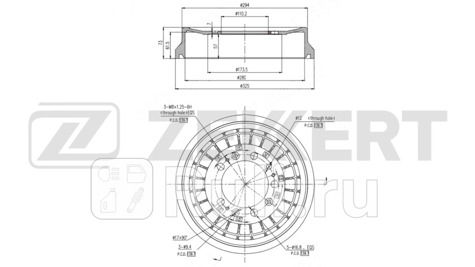 Барабан тормозной задний GAZ Volga 24 72- Zekkert bs-6662 4270₽