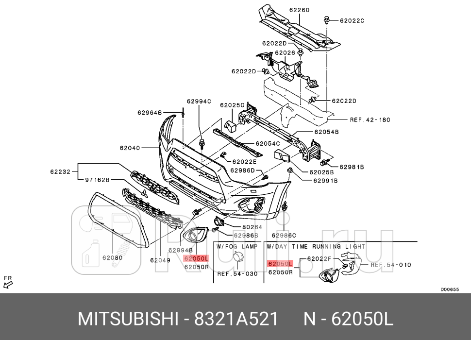 Рамка противотуманной фары mitsubishi asx 12- левая MITSUBISHI 8321A521 1490₽