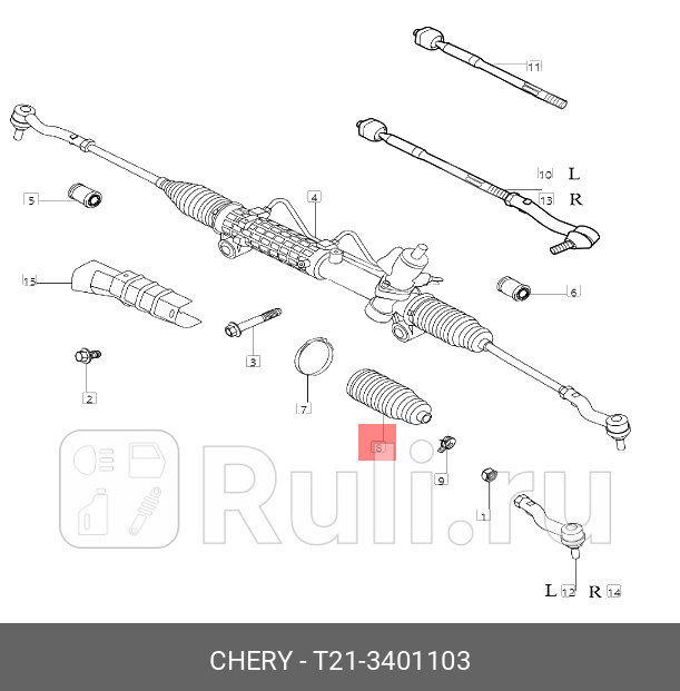 Пыльник рулевой рейки цс CHERY T21-3401103 380₽