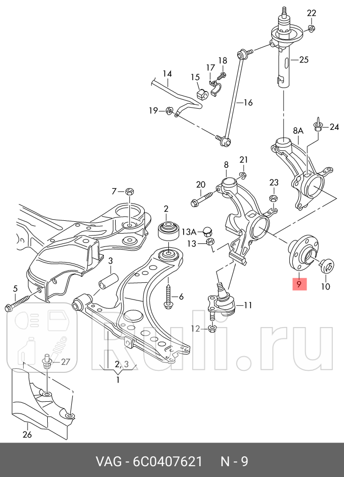 Ступица колеса VAG 6C0407621 12760₽