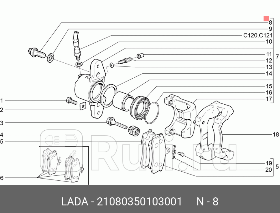 Болт М12х28 крепления суппорта 2108 со внут шестигран LADA LADA 21080350103001 130₽