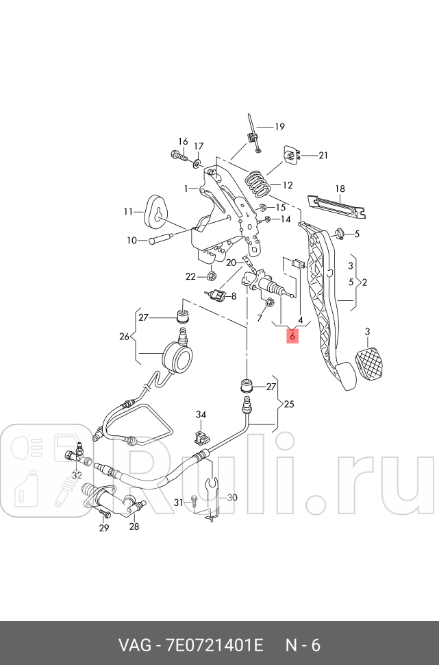 Цилиндр сцепления главный vw multivantransporter t5 03 VAG 7E0721401E 19800₽