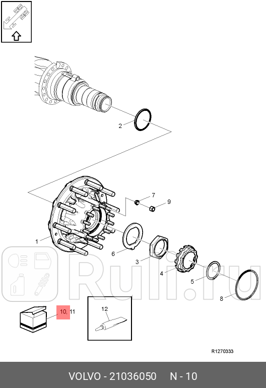 рк ступицы с подшип-ми задн FL6FM912FH1216NH12RVI MagnumPremiumKerax VOLVO 21036050 94050₽
