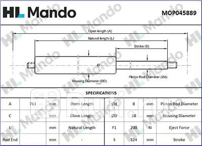 Амортизатор капота MANDO MOP045889 1500₽