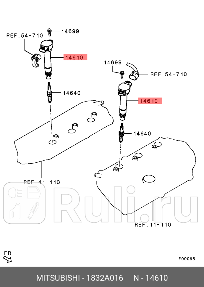 Катушка зажигания mitsubishi asxlancer 1820 06- MITSUBISHI 1832A016 10030₽