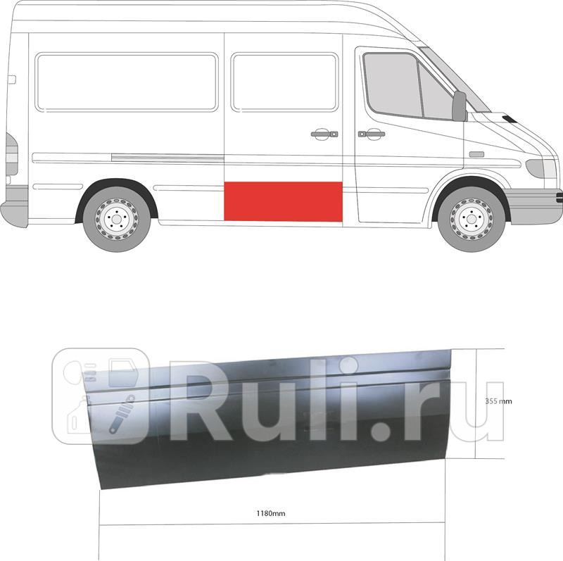Ремонтная часть боковой двери для Mercedes Sprinter 901-905 рестайлинг 2000-2006 KLOKKERHOLM 3546150 4060₽