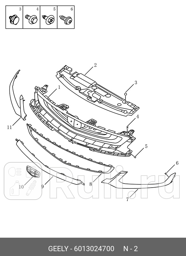 Защита радиатора верхняя geely coolray sx-11 GEELY 6013024700 0₽