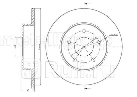 диск тормозной задний Nissan Primera P12EAlmera Tino 16-2022Di 00 Metelli 23-0762C 0₽