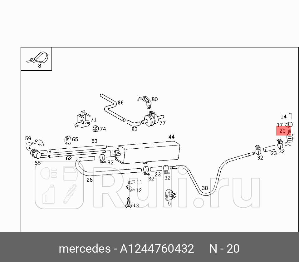 клапан вентиляции топливного бака!/ MB Sprinter 95>  MERCEDES 124 476 04 32