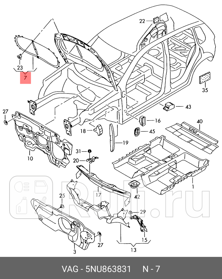 Шумоизоляция капота vw VAG 5NU863831 0₽