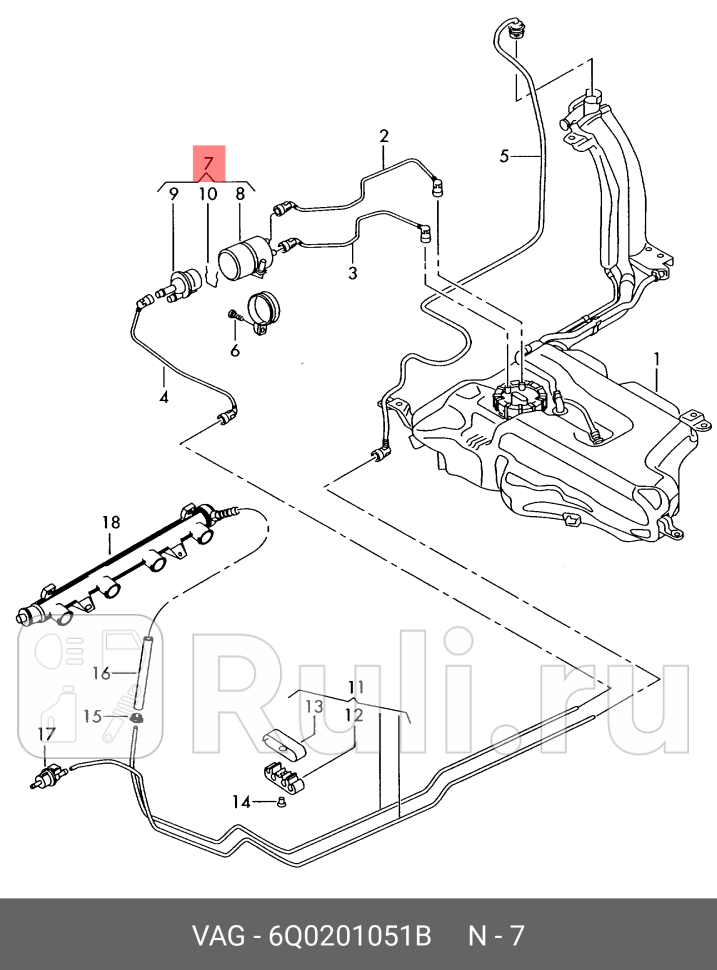 Фильтр топливный VAG 6Q0201051B 0₽
