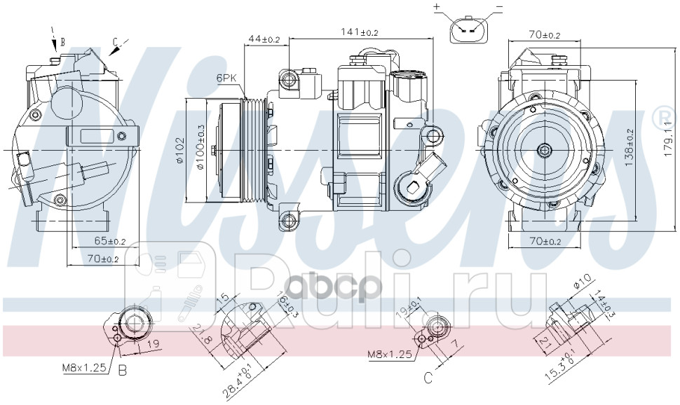 Компрессор кондиционера VOLKSWAGEN CRAFTER 2E 2F 06- 20 TDi NISSENS 890412 0₽