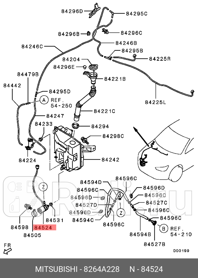 Насос стеклоомывателя outlander 12- MITSUBISHI 8264A228 0₽