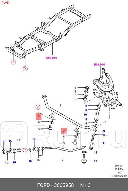 Втулка стабилизатоpа FORD 3665958 300₽