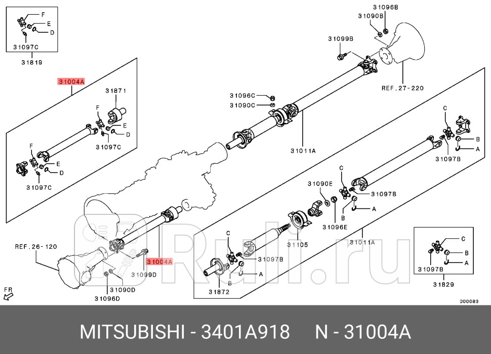 Карданный вал передний в сборе MITSUBISHI 3401A918 41990₽