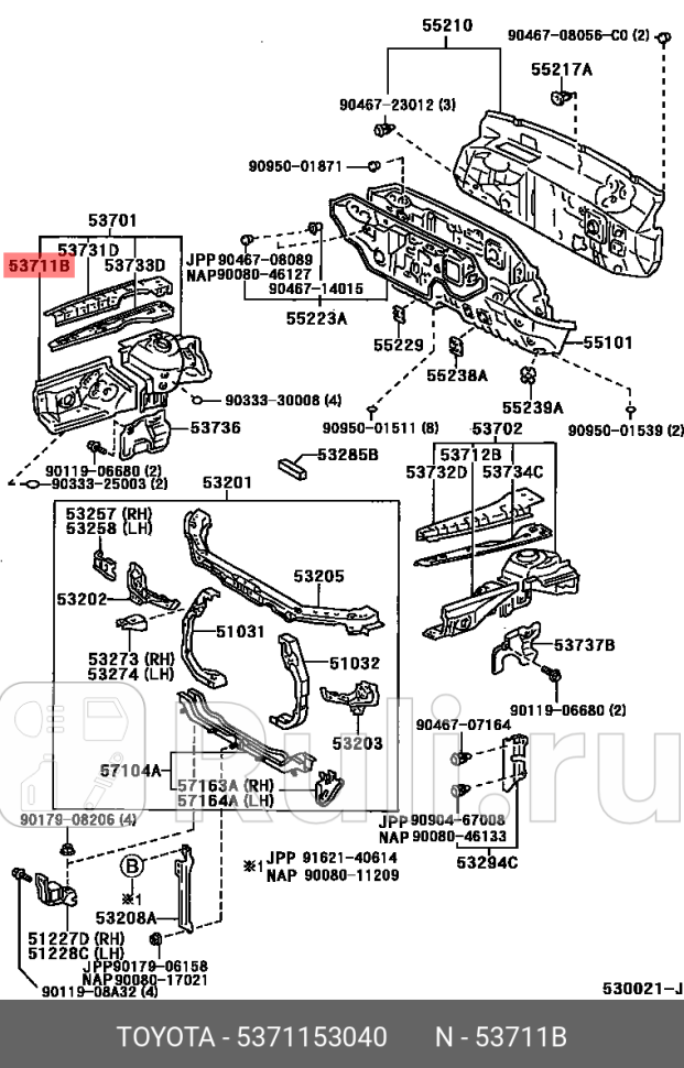КРОНШТЕЙН КРЕПЛЕНИЯ КРЫЛА TOYOTA-LEXUS 5371153040 8690₽