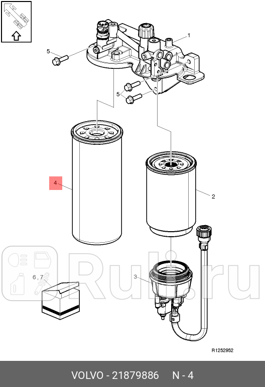 фильтр топливный H2605 d108M32x15 Volvo FHFM91216 Series II 01- RVI Premium 00- VOLVO 21879886 0₽