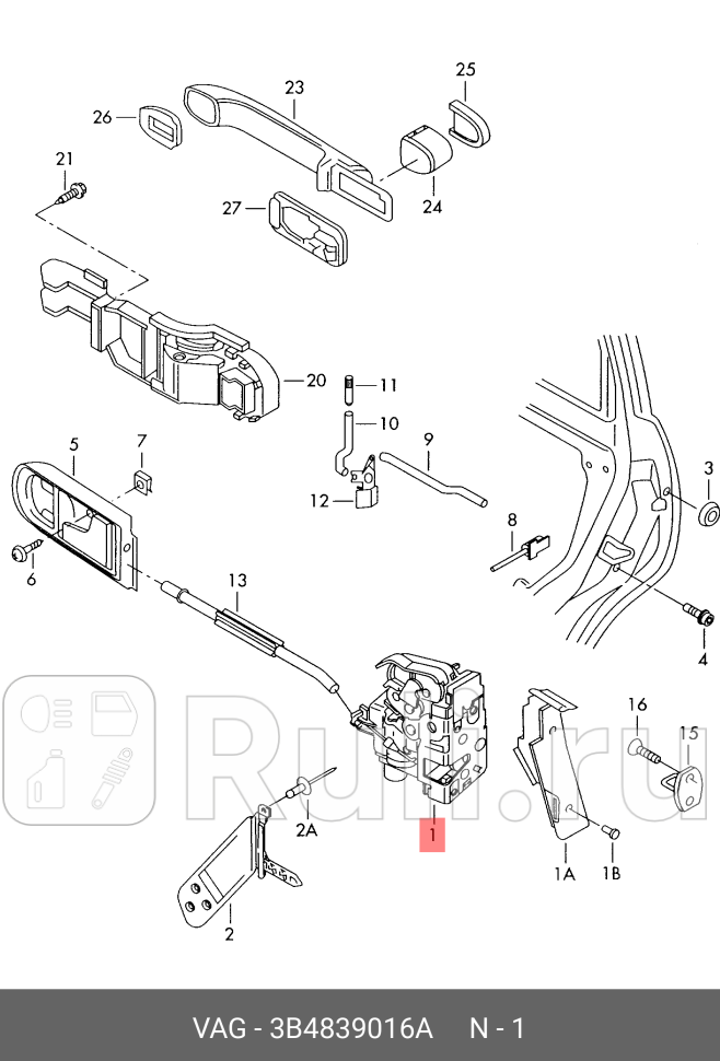 Замок дверной VAG 3B4 839 016A 16170₽
