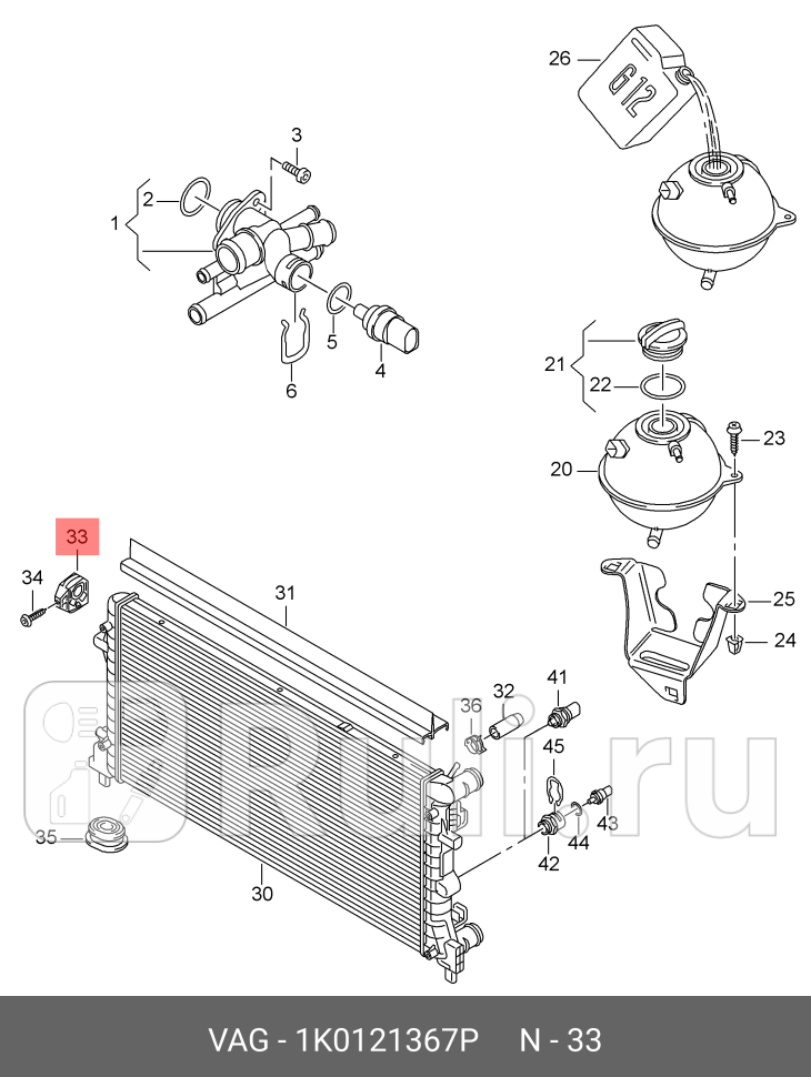 Крепление радиатора для Audi A1 8X рестайлинг 2014-2018 VAG 1K0121367P 1550₽