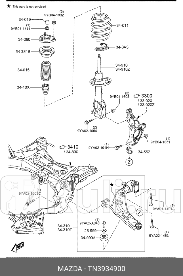 Амортизатор левый передний MAZDA TN39-34-900 0₽