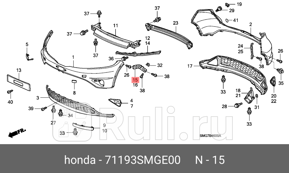 Кронштейн бампера переднего правый honda civic 5d viii fnfk 08-12 HONDA 71193-SMG-E00 1370₽