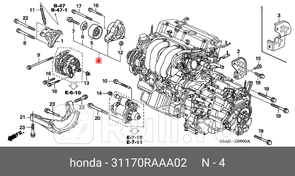 Натяжитель приводного ремня в сборе t HONDA 31170-RAA-A02 0₽