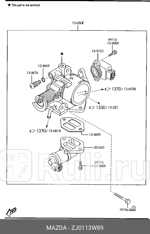 Прокладка клапана холостого хода MAZDA ZJ0113W89 0₽