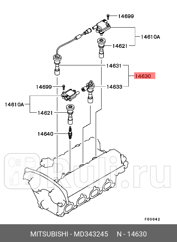 Комплект проводов зажигания mitsubishi lancer ck cs MITSUBISHI MD343245 7490₽