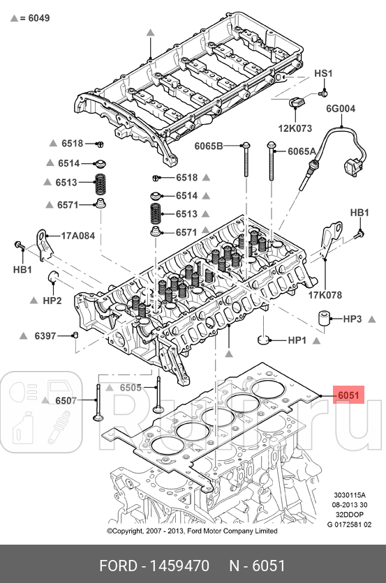 ПРОКЛАДКА ГБЦ FORD TRANSIT 32TDCI FORD 1459470 0₽