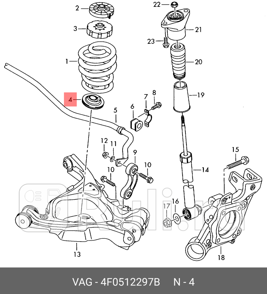 Опора пружины подвески audi a6s6 05-11 VAG 4F0512297B 0₽