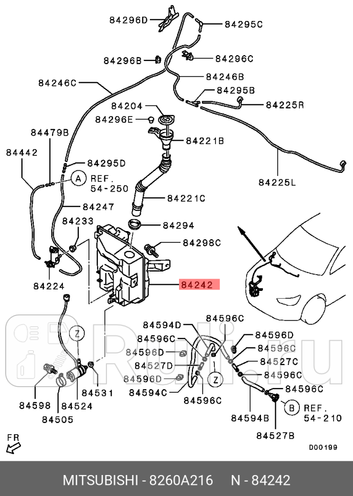 Бачок омывателя MITSUBISHI 8260A216 0₽